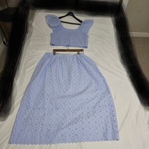 NWT Universal Thread Light Blue Eyelet Set, Sz XXL